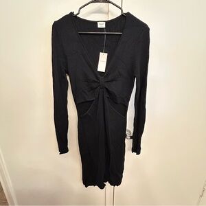 NWT Abercrombie & Fitch Black Ribbed Cutout Knot Tie Dress Size Large